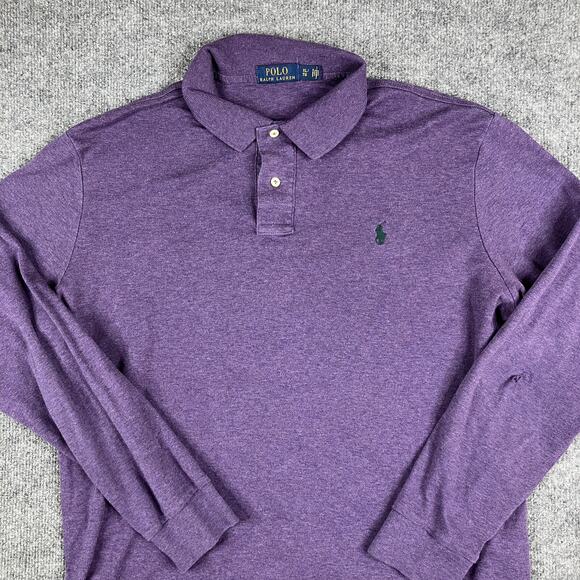Polo Ralph Lauren Polo Mens XL Purple Long Sleeve Shirt Green Pony Classic Fit - Picture 1 of 9